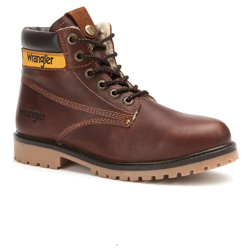 Ботинки мужские Wrangler Hunter Oxbull S Wm92932-230 кожаные зимниекоричневые купить по цене 6 890 руб. в магазине