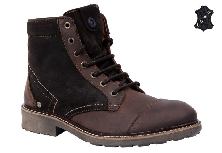 Кожаные мужские ботинки Wrangler Massive WM132050-150 шоколадные